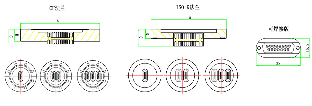 Sub-D15型真空馈通 Sub-D15型真空馈通