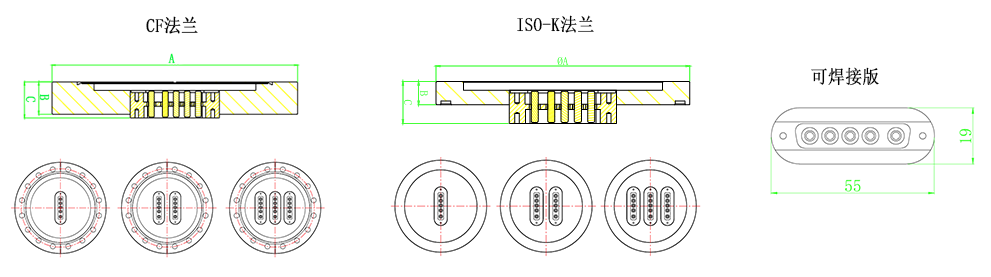 Sub-D型高功率真空馈通5W5 Sub-D型高功率真空馈通5W5